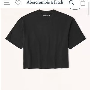 NWT Black 100% Cotton Oversized Crop Basic T-Shirt from Abercrombie & Fitch